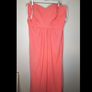 David's Bridal Pink Strapless Bridesmaid Dress